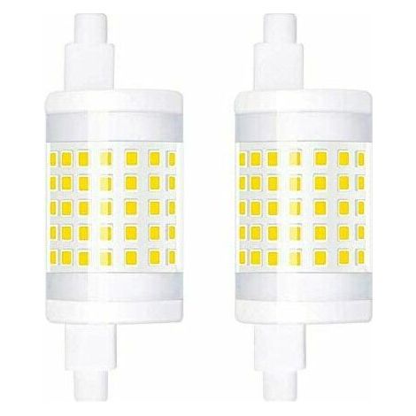 Lot de 2 ampoules LED linéaires à intensité variable 10 W R7S 78 mm J78 T3 220 V 360 degrés équivalent à 1000 lumens 100 W blanc froid 6000 K ampoule halogène pour jardin, couloir, lampadaire, project (1/5)