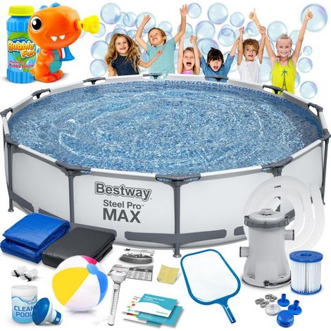 Piscina de jardín con estructura 366 x 76 cm 16 en 1 Bestway 56416 + máquina de burbujas GRATIS (1/5)