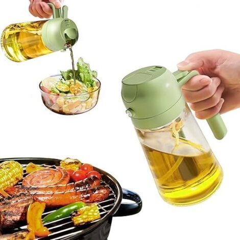 Küchen-Diffusor für ätherische Öle, 470 ml, 2-in-1-Olivenölspender, hochwertige Glasflasche (grün)