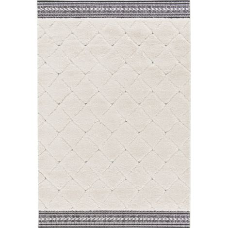 BOBOCHIC - Tapis poils ras ROMAIN motif graphique 120x170 Beige (1/5)