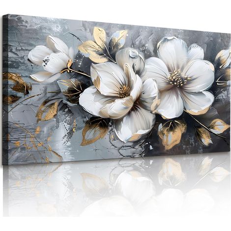 Tableau Decoration Murale Salon Fleur Feuille Chambre 73x146 cm (1/5)