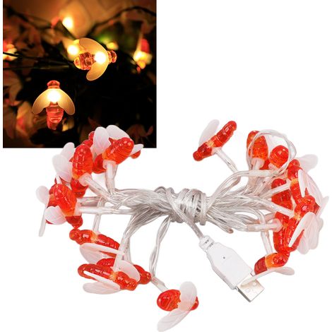 Wasserdichte, bienenförmige Lichterkette, Weihnachtsdekoration, 20 Glühbirnen, USB-Anschluss, 3 m x 20 lm (1/5)