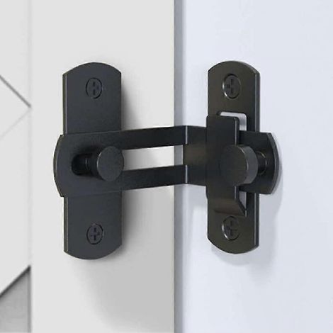 Verrou de porte à angle droit à 90 degrés, verrou de porte et de fenêtre, verrou de porte coulissante, verrou de porte (noir) (1/5)