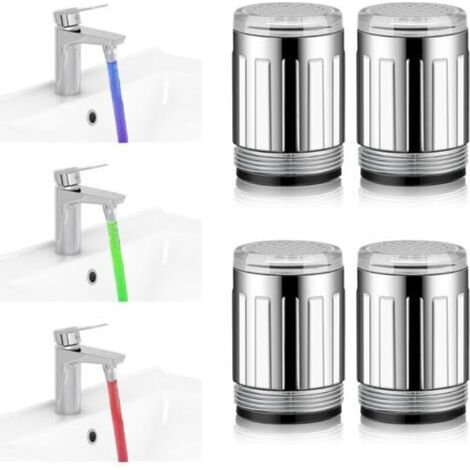 Bardusch Robinet LED coloré – Lot de 4 pièces avec 3 couleurs, capteur thermosensible pour salle de bain et cuisine (1/5)