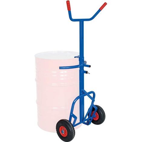 BRB Fasskarre f. 200 Liter Stahlfässer,pannensichere Reifen, BxH 648x1069-1480 mm höhenverstellbar, Tragkraft 250 kg (1/3)