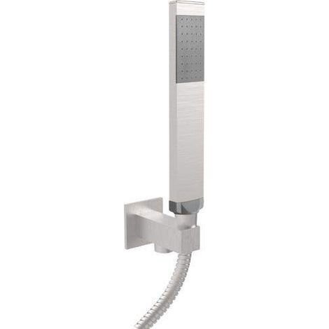 Conjunto de toma de agua empotrable color acero cepillado con ducha Paffoni ZDUP095ST  Steel Looking