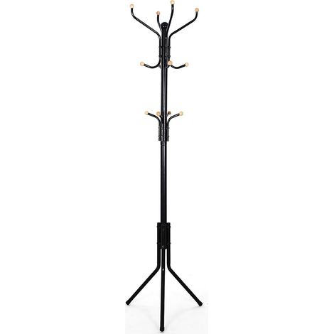 SONGMICS Appendiabiti da Terra, Attaccapanni Autoportante in Metallo, Altezza 182 cm, 12 Ganci, per Vestiti, Cappelli, Borse, Nero RCR19B (1/10)