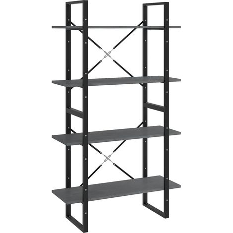 Étagère de Rangement Bibliothèque à 4 niveaux, Montage facile, Gris 80x30x140 cm Bois de pin massif OIB7778E (1/4)