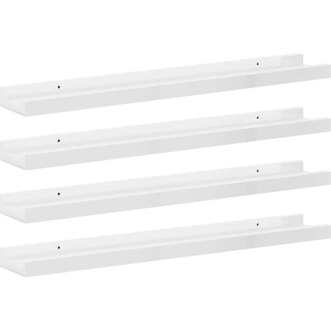 Maison Exclusive - Wandregale 4 Stk. Hochglanz-Weiß 60x9x3 cm (1/5)
