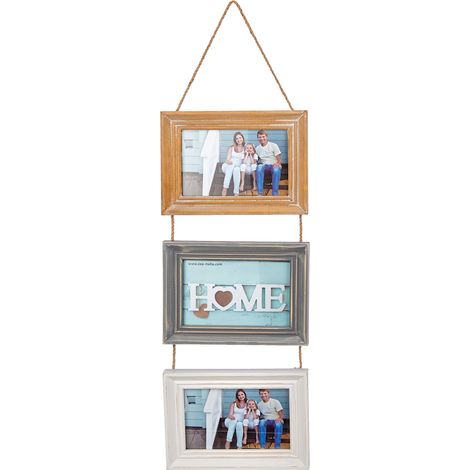 ZEP Lavigny - Portafotografia tripla in legno nel formato 10x15, marrone, grigio e bianco. (1/3)