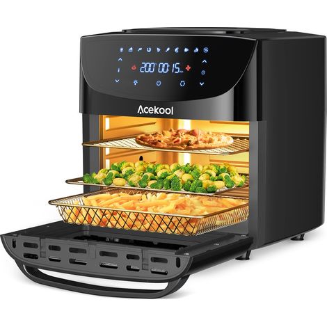 Friteuse à air chaud 18 L 8-en-1 – Four numérique à écran tactile 1800 W, circulation d’air rapide, cuisson sans huile avec accessoires