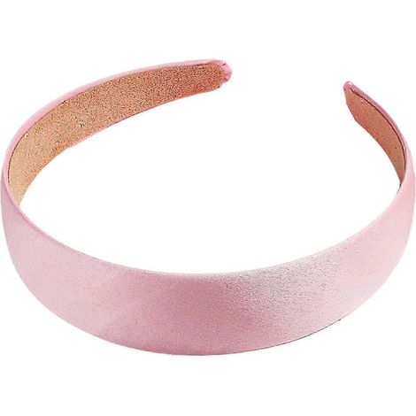 Bandeau à cheveux de 3 cm de large, couleur unie, recouvert de tissu doux au toucher, accessoire de coiffure polyvalent-Pink (1/5)