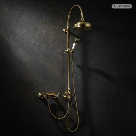 PaulGurkes Ensemble de Douche Doré Système de Douche Plafonnier Nostalgie Rétro Vintage (1/5)