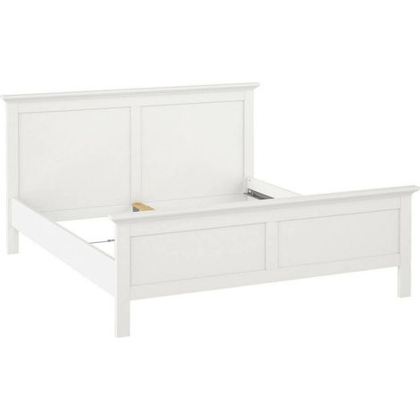 Dmora - Letto matrimoniale Clairette, Sommier per camera da letto, Giroletto per stanza, Struttura porta materasso, 211x179 h110 cm, Bianco