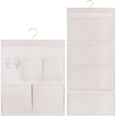 Sac de Rangement Suspendu à 4 Poches Organisateur Mural en Tissu 2 Styles Tissu Lin pour Bébé Placard Armoire Chambre Bureau Magazine (1/5)