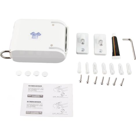 Étendoir mural rétractable Puch 4,2m blanc invisible résistant au vent avec fixation ajustable pour intérieur et extérieur (1/5)