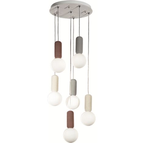 Lampada a sospensione ROCK 35 cm in cemento Multicolor e vetro soffiato 6 Luci (1/3)