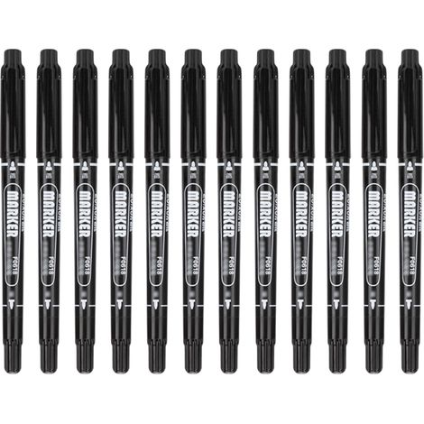 Marker Permanent - Pointe Fine Et Brosse - Encre À Base D Eau - Pour Verre Plastique Bois Pierre - 12 Pièces (1/5)