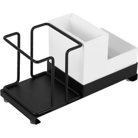 Support à gobelets + Noir + Modèle avec boîte + Acier carbone et PP, Rangement café sucre thé lait (1/4)