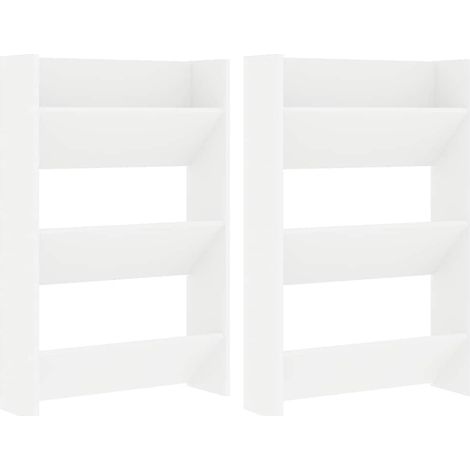 Scarpiere Mobile per scarpe a Muro 2 pz Bianche 60x18x90 cm in Legno Multistrato (1/5)
