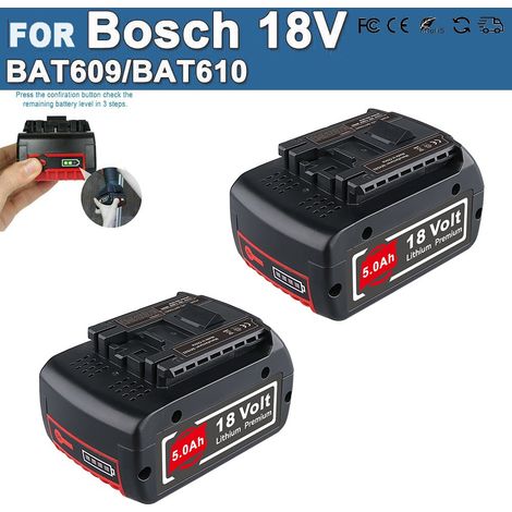 Remplacement de batterie Li-ion 2Pack BAT609 5000mAh pour batterie Bosch 18V BAT618 BAT609 BAT622 BAT609G BAT618G BAT619 BAT619G BAT610G Batterie pour outils électriques sans fil (1/5)