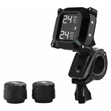 Motorcycle TPMS Moto Système de Surveillance de la Pression des pneus avec 2 capteurs externes Écran LCD Système d'alarme de Voiture Anti-Off et étanche à l'eau (1/3)