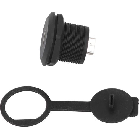 Prise USB C femelle encastrable tableau IP67 avec bouchon anti-poussière, connecteur à visser PA66 V-0, 1.5-30V 0.5-3A, pour automatisme industriel (1/5)