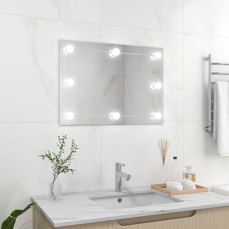 Miroir mural sans cadre avec lampes LED Rectangulaire Verre vidaXL