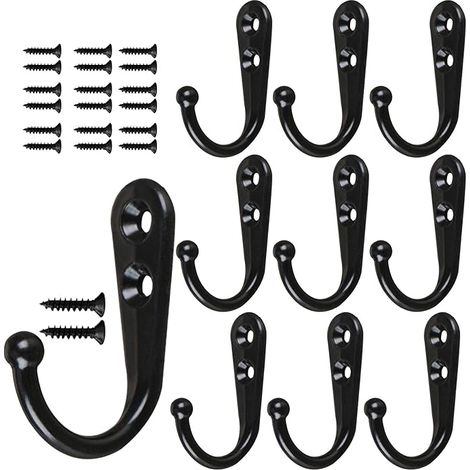 Lot de 10 cintres métalliques avec 20 vis, pour vêtements, à fixer au mur ou à la porte. (1/5)