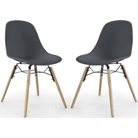 Dining Chair - Scandinavian Design - Wooden Legs - Pack of 2 - Skögur