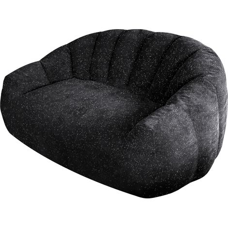 Poltrona puff tipo bean bag con braccioli nera in flanella 140 x 98 x 61 cm HOMVRA (1/5)