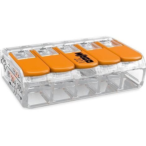 WAGO 5-Leiter COMPACT-Verbindungsklemme mit Hebel flexibel 221-415 (1/2)