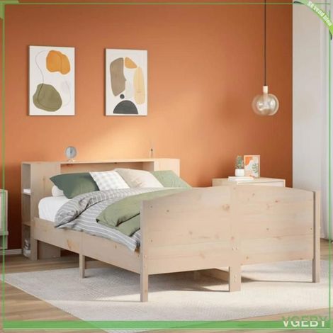 Lit bibliothèque - Mod. 3323074 - 135x190 cm - Pin massif - Tête de lit avec rangements (1/5)