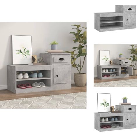 Schuhschrank Betongrau 100x42x60 cm Holzwerkstoff - Schuhschrank - Holzwerkstoff - Betongrau - Garderobe - Aufbewahrung (1/5)