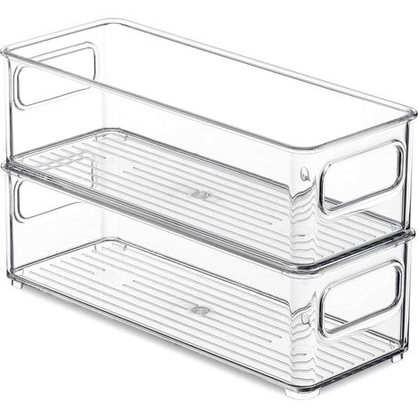 Lot de 2 boîtes rangement frigo transparent 25x9,5x7,5cm organisateur cuisine (1/5)