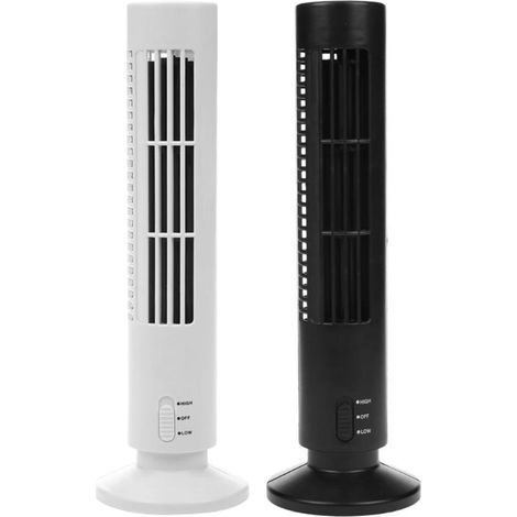 Ventilateur Portable à Colonne Verticale sans Lames - Mini Climatiseur USB de Bureau - Refroidisseur d'Air pour Maison Bureau - Ajustable 2 Vitesses - ABS 33cm Hauteur