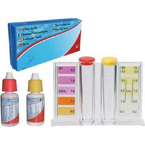 Kit tester cloro, ph e bromo con reagenti liquidi ml.20x2