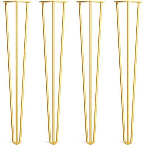 4pcs 20 cm(Doré) Pieds Epingle DIY Pieds pour Table Pied de Chaise avec 20 Vis + 4 Protège Pieds (1/3)