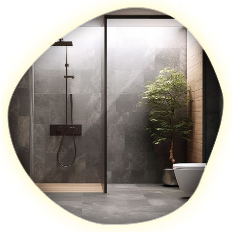 Miroir lumineux LED 97x96 cm – Éclairage neutre 4000K – Design asymétrique sans cadre – Résistant à l'humidité (1/5)