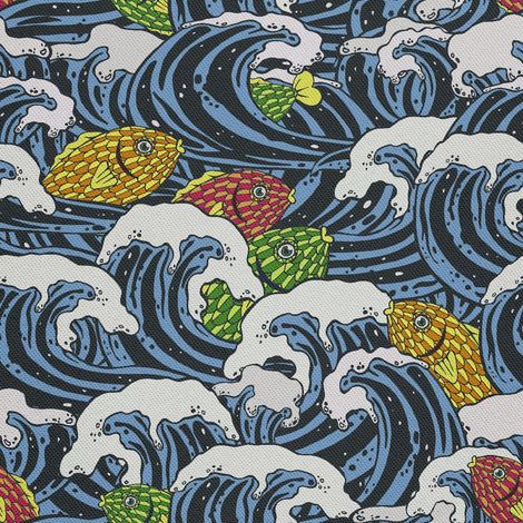Outdoor dekostoffe oxford - Motiv Meereswelle Fisch (1/5)
