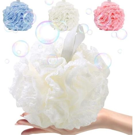 Éponge de Douche - Douce Grande Fleur de Bain - Maille XL - Épaissir - Couleur Blanche (1/4)