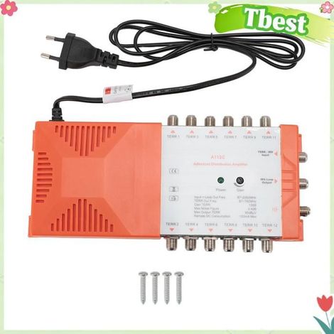 Tbest amplificateur de distribution d'antenne TV Amplificateur de distribution en Cascade 12 video support Prise UE 220-240V (1/5)