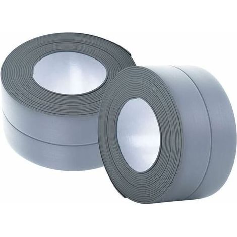 (2 pièces gris)Plinthe souple - Bande d'extrémité pour cuisine et salle de bain 38 mm 3,2 m, joint auto-adhésif, bande pliante flexible, joint d'étanchéité, anthracite (1/5)