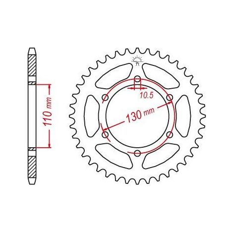 Couronne Acier Honda-Kawasaki-Suzuki - 520 - 42 Dents - Similaire JTR486 - Made in Germany (1/2)
