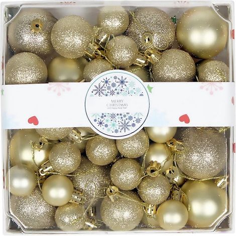 Bunte, bruchsichere Weihnachtskugel aus Kunststoff für die Weihnachtsdekoration im Innen- und Außenbereich mit Aufhängekordel, Gold (1/5)