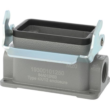 HARTING Han 10B Sockelgehäuse niedrig, 1xM20 seitlicher Kabelabgang, mit 1 Längsbügel Verschraubung M20 Klemmbereich 7,0mm - 13,0mm - 1 Stück (1/3)