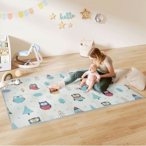 Tapis de jeu bébé réversible en mousse, 195 x 146,5 x 1,5 cm, antidérapant multicolore DESVIAE (1/4)