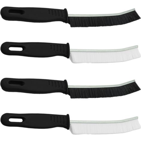 4 Brosse de nettoyage, poils rigides, tête incurvée, manche ergonomique, cuisine salle de bain fenêtre (1/5)