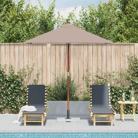 Parasol avec mât, Parasol pour Balcon Jardin Plage Terrasse, en bois 150 x 200 cm Taupe OIB9217E (1/3)