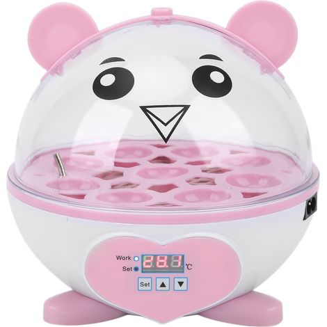Incubateur semi-automatique domestique petit format 9 œufs pour poulets, canards, oiseaux, pigeons, cailles (rose) (1/5)